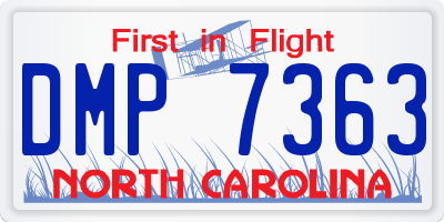 NC license plate DMP7363