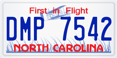 NC license plate DMP7542