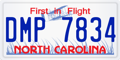 NC license plate DMP7834
