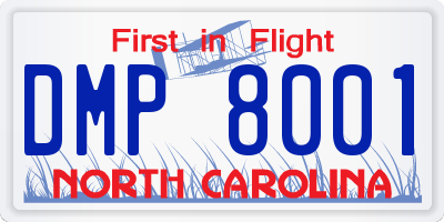 NC license plate DMP8001