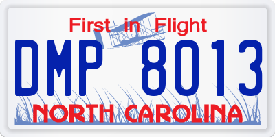 NC license plate DMP8013