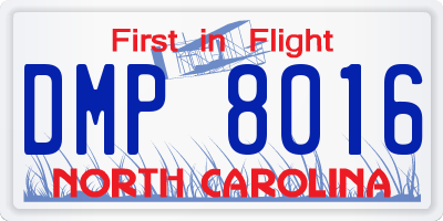 NC license plate DMP8016