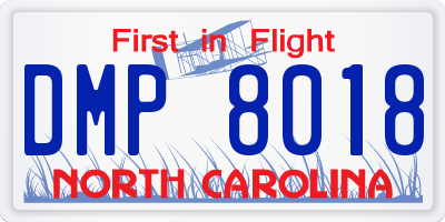 NC license plate DMP8018