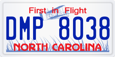 NC license plate DMP8038