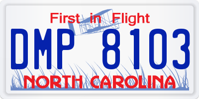 NC license plate DMP8103