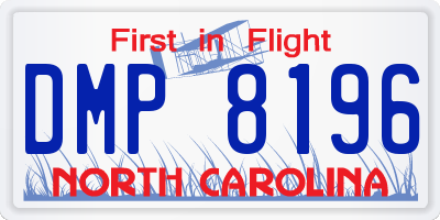 NC license plate DMP8196