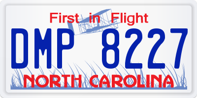 NC license plate DMP8227