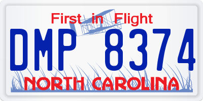 NC license plate DMP8374
