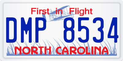NC license plate DMP8534