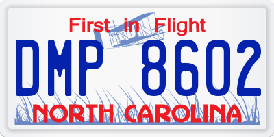 NC license plate DMP8602