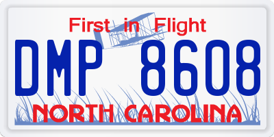 NC license plate DMP8608