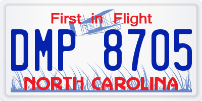 NC license plate DMP8705
