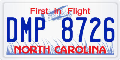 NC license plate DMP8726