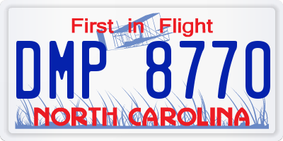 NC license plate DMP8770