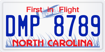 NC license plate DMP8789