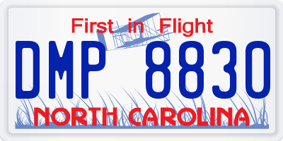 NC license plate DMP8830