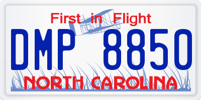 NC license plate DMP8850