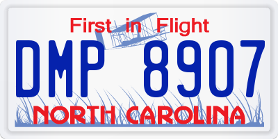 NC license plate DMP8907