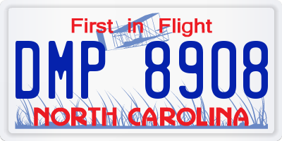 NC license plate DMP8908