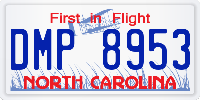 NC license plate DMP8953
