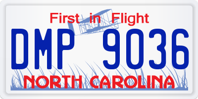 NC license plate DMP9036