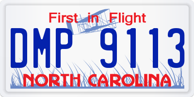 NC license plate DMP9113