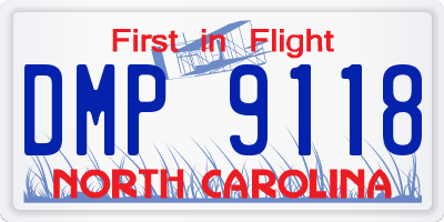 NC license plate DMP9118
