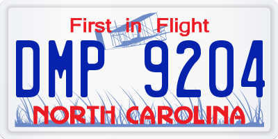 NC license plate DMP9204