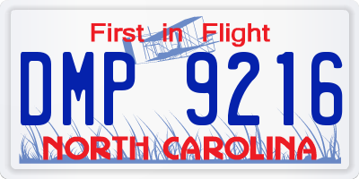 NC license plate DMP9216