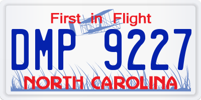 NC license plate DMP9227