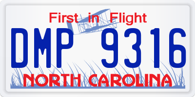 NC license plate DMP9316