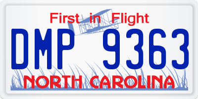 NC license plate DMP9363