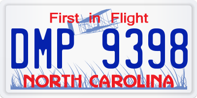 NC license plate DMP9398