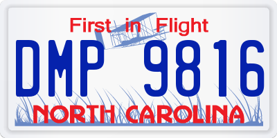 NC license plate DMP9816