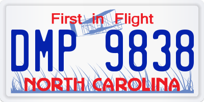 NC license plate DMP9838