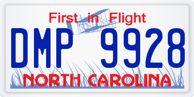 NC license plate DMP9928