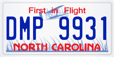NC license plate DMP9931