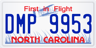 NC license plate DMP9953