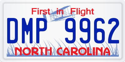 NC license plate DMP9962