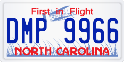 NC license plate DMP9966