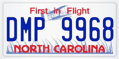 NC license plate DMP9968