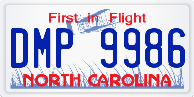 NC license plate DMP9986