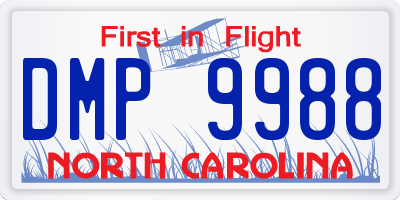 NC license plate DMP9988
