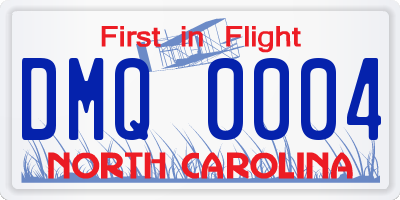 NC license plate DMQ0004