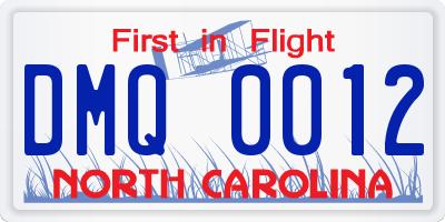 NC license plate DMQ0012