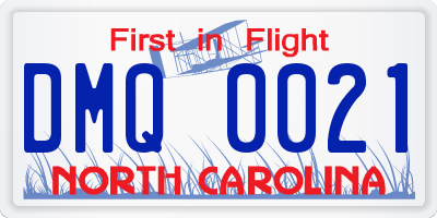 NC license plate DMQ0021