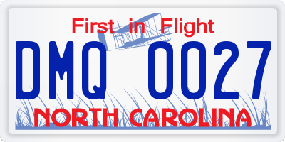 NC license plate DMQ0027
