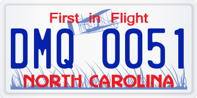 NC license plate DMQ0051