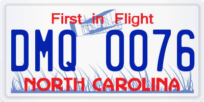 NC license plate DMQ0076