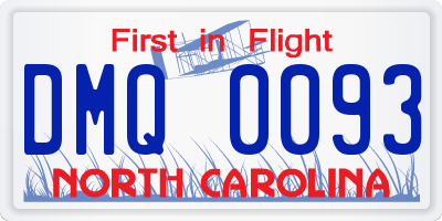 NC license plate DMQ0093